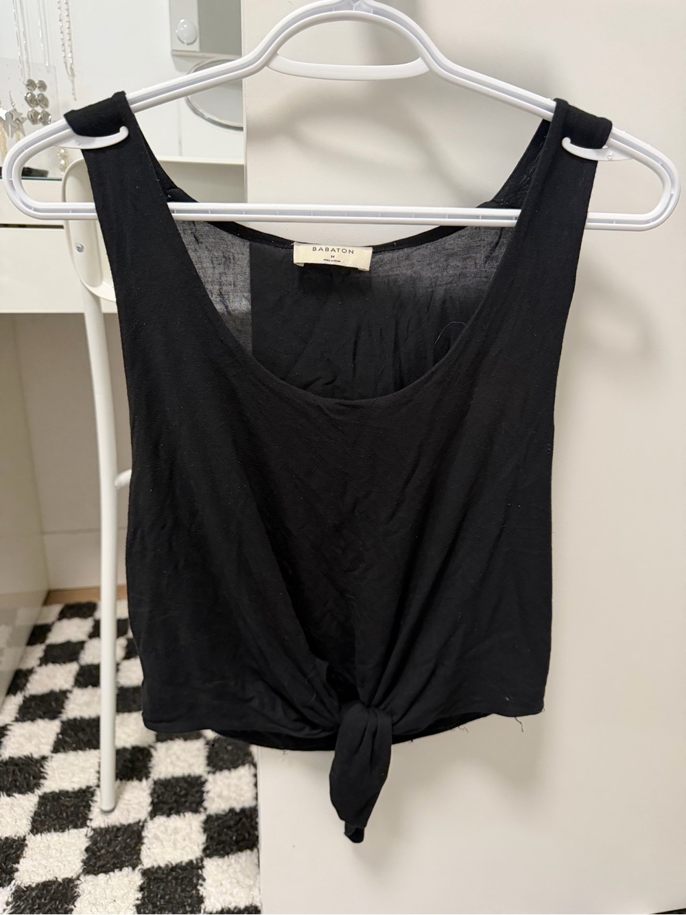 Babaton Black Front-Tie Sleeveless Tank
